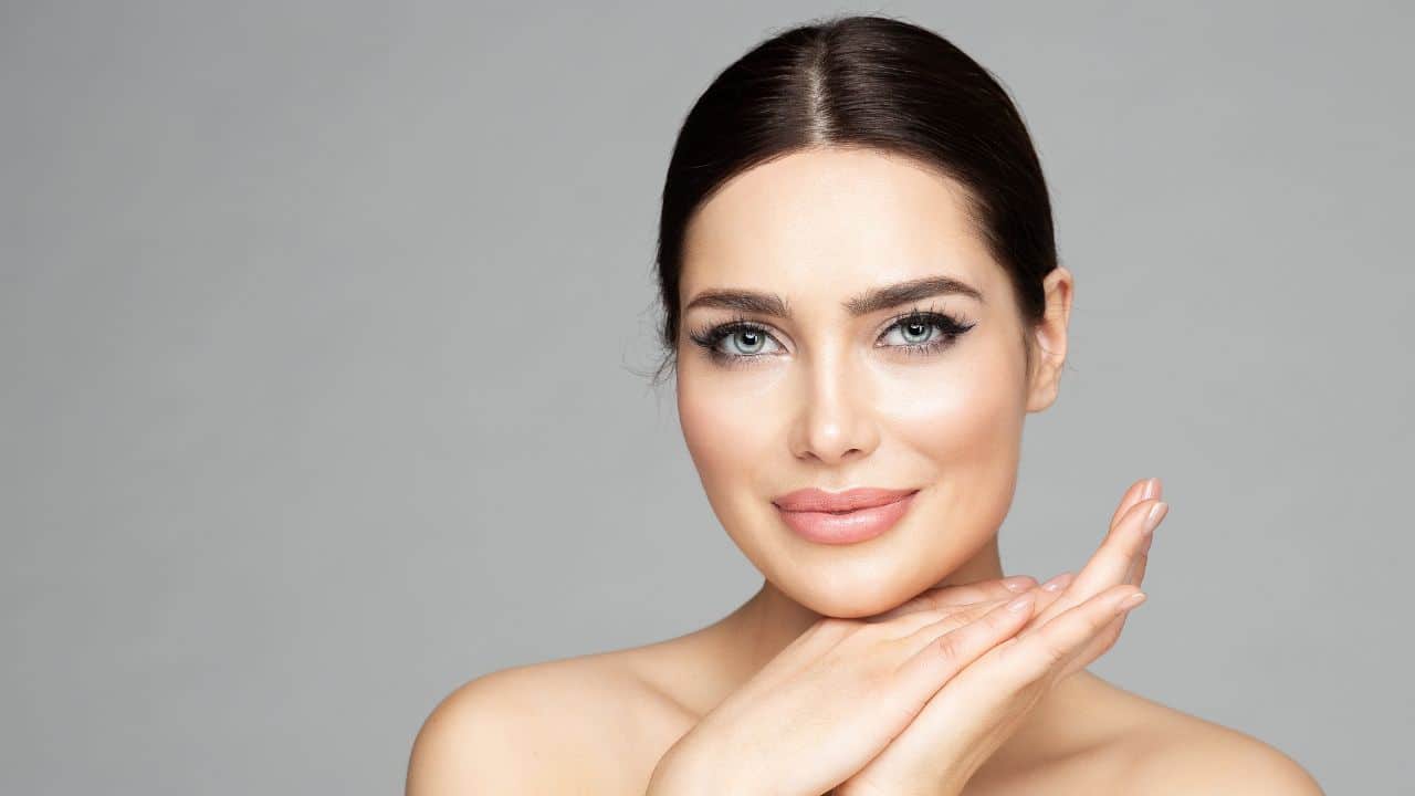 Woman Portrait with Full Lips and Long Eyelashes